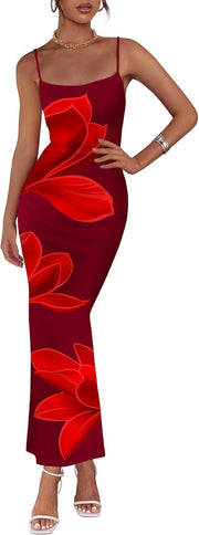 PRETTYGARDEN Womens Floral Maxi Dress Summer 2025 Sexy Spaghetti Strap Slip Bodycon Mesh Beach Vacation Dresses