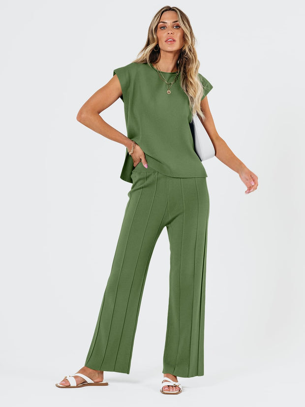 LILLUSORY 2 Piece Sets for Women Summer Vacation 2025 Lounge Outfits Matching Two Pcs Spring Knit Tracksuits Sweat Suits