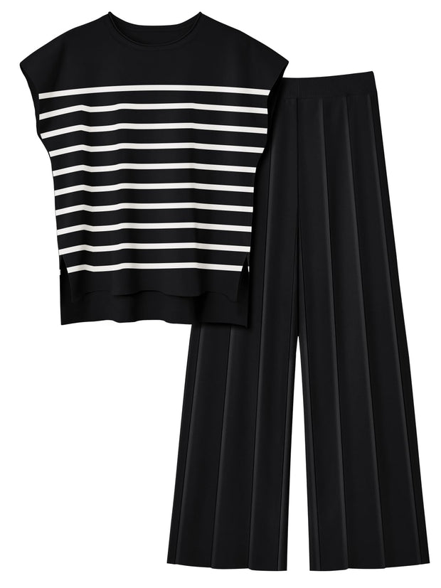 LILLUSORY 2 Piece Sets for Women Summer Vacation 2025 Lounge Outfits Matching Two Pcs Spring Knit Tracksuits Sweat Suits