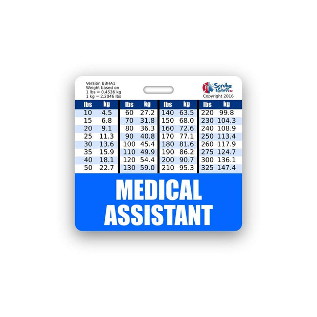 Medical Assistant Badge Buddy Horizontal w/Height & Weight Conversion Charts (Standard, Pink)