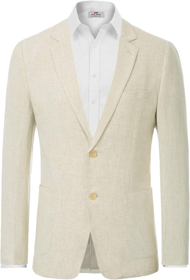 PJ Paul Jones Men's Slim Fit Lightweight Linen Jacket Tailored Blazer Sport Coat