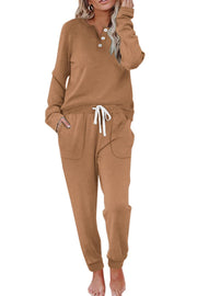 WIHOLL Two Piece Outfits for Women Lounge Sets Button Down Sweatshirt Sweatpants Sweatsuits Set with Pockets