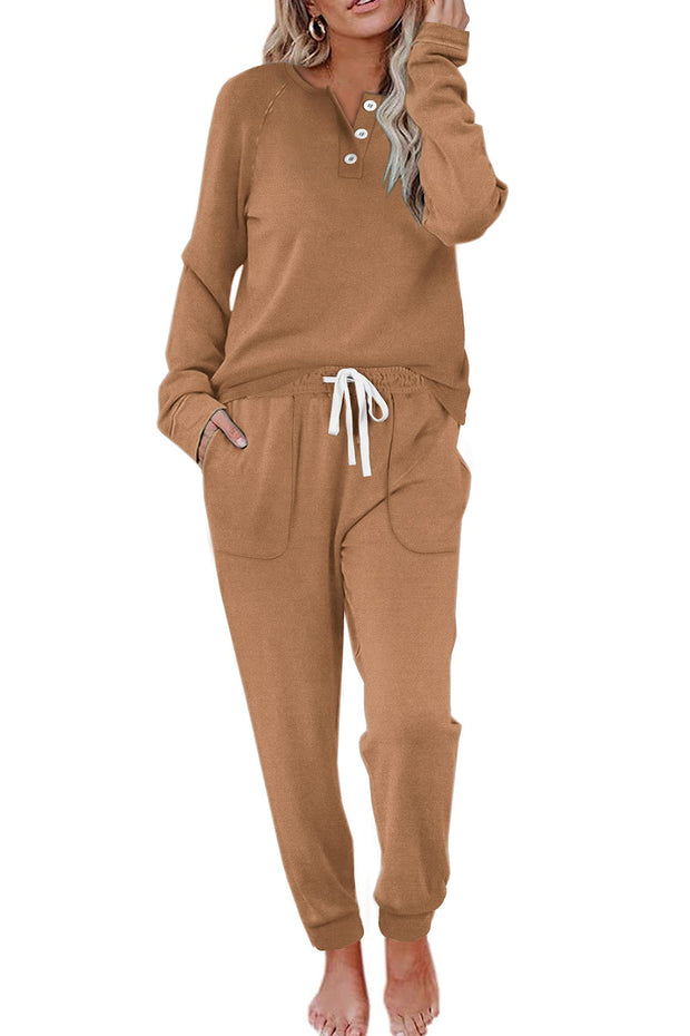 WIHOLL Two Piece Outfits for Women Lounge Sets Button Down Sweatshirt Sweatpants Sweatsuits Set with Pockets