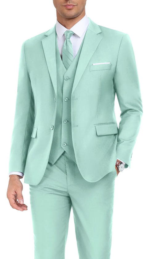Men's Suit Slim Fit 3 Piece Wedding Dress Tux Suit Set Two Buttons Business Suits Blazer Jacket Vest Pants with Tie