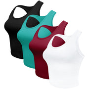 4 Pieces Women's Crop Tops Cotton Basic Tank Tops Racerback Sleeveless Sports Workout Crop Tank Tops
