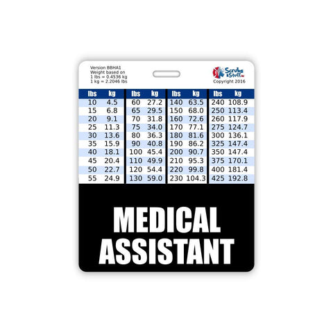 Medical Assistant Badge Buddy Horizontal w/Height & Weight Conversion Charts (Standard, Pink)