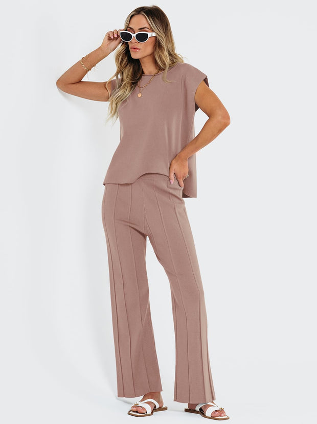 LILLUSORY 2 Piece Sets for Women Summer Vacation 2025 Lounge Outfits Matching Two Pcs Spring Knit Tracksuits Sweat Suits