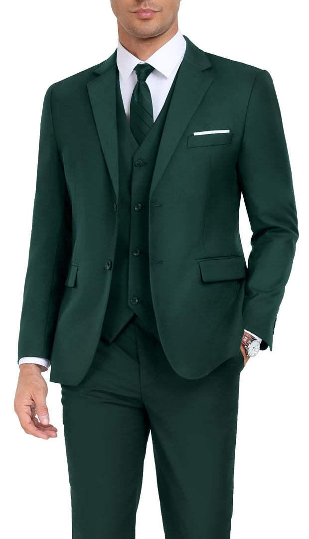Men's Suit Slim Fit 3 Piece Wedding Dress Tux Suit Set Two Buttons Business Suits Blazer Jacket Vest Pants with Tie