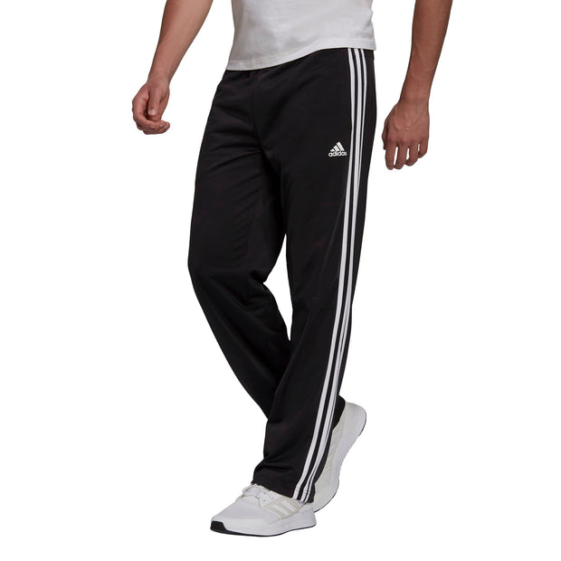 adidas Men's Essentials Warm-up Open Hem 3-stripes Tracksuit Bottoms, Black-white,