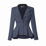 Hybrid & Company Women's Casual Work Office Dressy Double Lapel Single Button Peplum Comfortable Blazer
