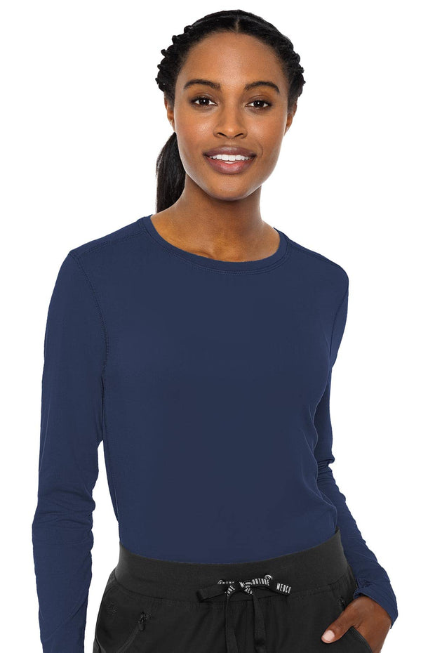 Med Couture Women's Underscrub Top Long Sleeve Performance Knit Tee, 360° Stretch, Lightweight & Ultra Soft Fabric - MC8499