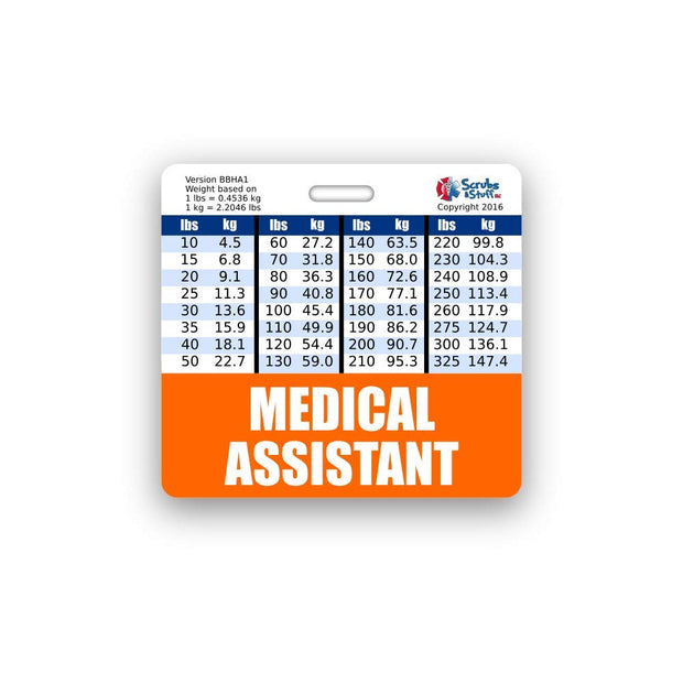 Medical Assistant Badge Buddy Horizontal w/Height & Weight Conversion Charts (Standard, Pink)