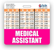 Medical Assistant Badge Buddy Horizontal w/Height & Weight Conversion Charts (Standard, Pink)