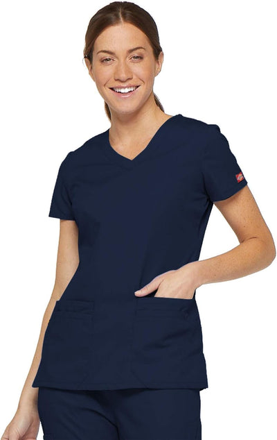 Dickies EDS Signature Scrubs for Women, Contemporary Fit V-Neck Womens Tops in Soft Brushed Poplin 85906