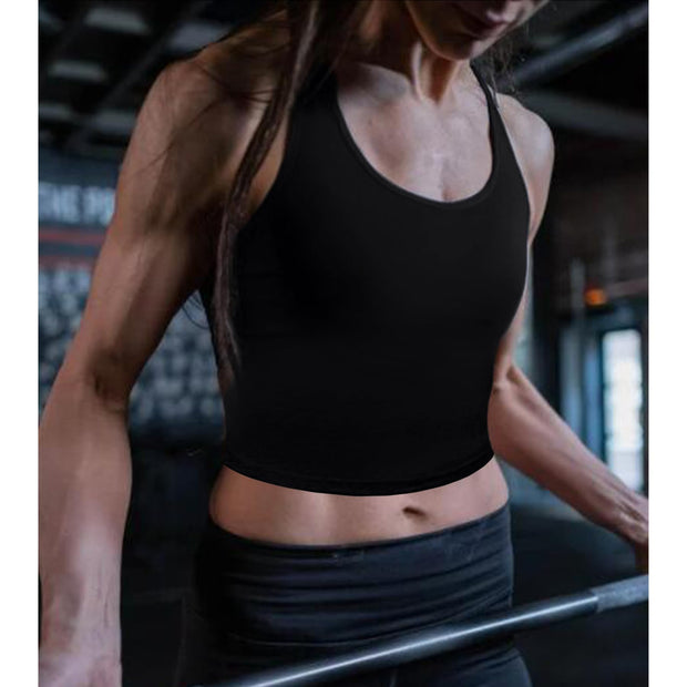 4 Pieces Women's Crop Tops Cotton Basic Tank Tops Racerback Sleeveless Sports Workout Crop Tank Tops