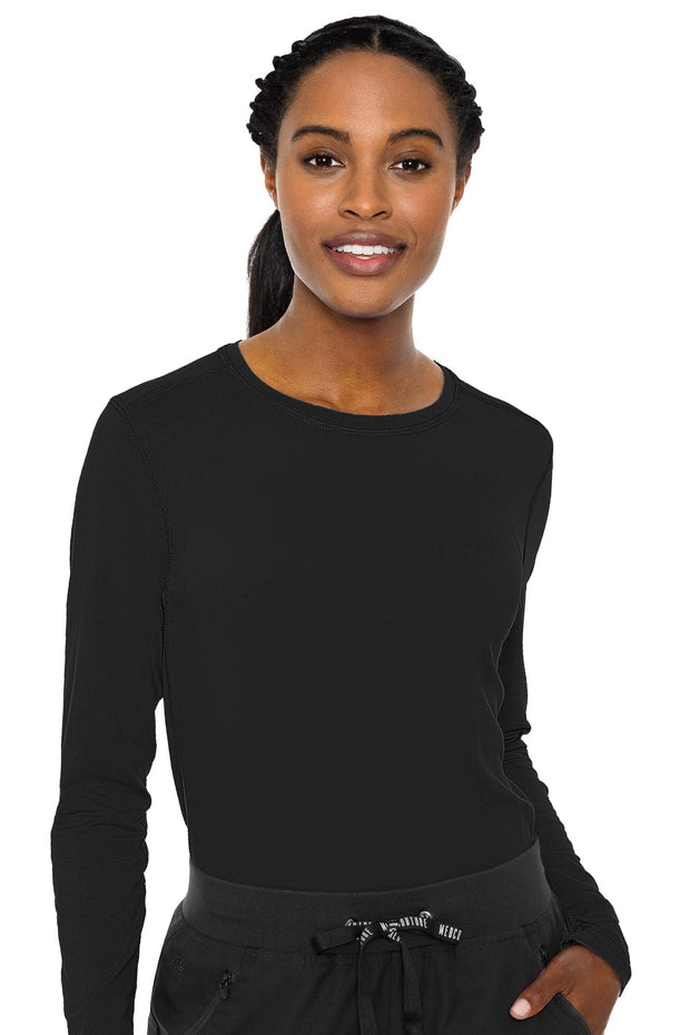 Med Couture Women's Underscrub Top Long Sleeve Performance Knit Tee, 360° Stretch, Lightweight & Ultra Soft Fabric - MC8499