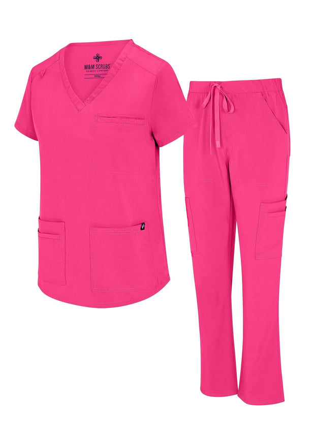 Natural Uniforms Womens 11 Pocket Cool Stretch Cargo Scrub Set with Regular and Petite Sizes