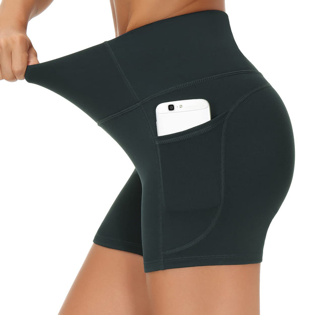 THE GYM PEOPLE Women's High Waist Workout Shorts Breathable Dolphin Split Elastic Lounge Yoga Shorts