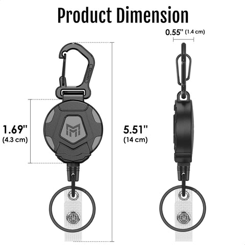 MNGARISTA 2-Pack Retractable Keychain, Heavy Duty Carabiner Badge Holder, Tactical ID Badge Reel with 31.5” Steel Retractable Cord, 8.0 oz