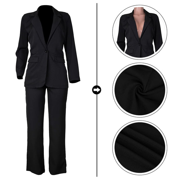 HuiSiFang Womens Fall Fashion 2 Piece Blazer Sets Open Front Blazers and Slim Fit Pants Suits Set