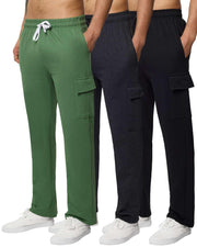 Real Essentials 3 Pack: Men's Tech Fleece Open Bottom Cargo Sweatpants with Pockets (Available in Big & Tall)