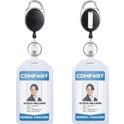 Teskyer Badge Reel, 5 Pack Retractable Badge Holders with Carabiner Belt Clip and Key Ring for ID Card Holder and Keychain