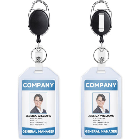 Teskyer Badge Reel, 5 Pack Retractable Badge Holders with Carabiner Belt Clip and Key Ring for ID Card Holder and Keychain
