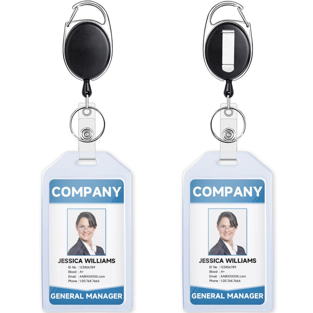 Teskyer Badge Reel, 5 Pack Retractable Badge Holders with Carabiner Belt Clip and Key Ring for ID Card Holder and Keychain