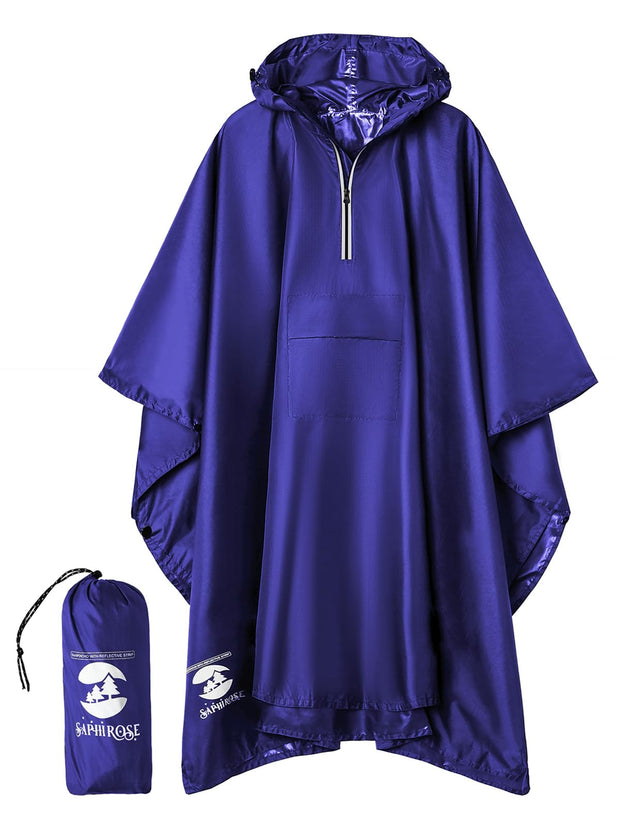 SaphiRose Hooded Rain Poncho Waterproof Raincoat Jacket for Men Women Adults