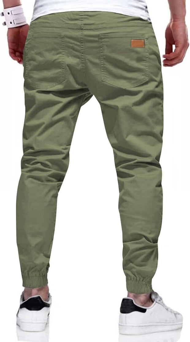 JMIERR Mens Casual Joggers Pants - Cotton Drawstring Chino Cargo Pants Hiking Outdoor Twill Track Jogging Sweatpants Pants