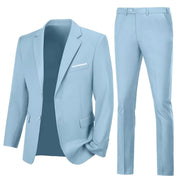 Mens Slim Fit 2 Piece Suit Two Button Notched Lapel Solid Suit Jacket Pants Set Tuxedo for Prom