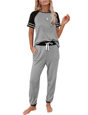 AUTOMET Lounge Sets For Women Two Piece Outfits Loungewear Short Sleeve Crewneck Jogger Pajama Set Sweatpants Tracksuit