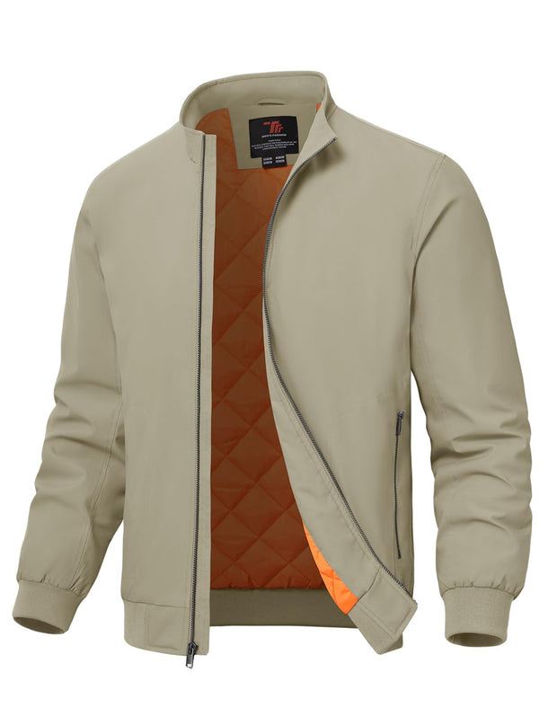 TBMPOY Men's Winter Lightweight Bomber Jackets Water Resistant Fall Casual Windbreakers Quilted Full Zip Windproof Work Coats