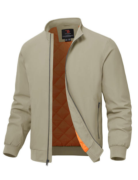 TBMPOY Men's Winter Lightweight Bomber Jackets Water Resistant Fall Casual Windbreakers Quilted Full Zip Windproof Work Coats