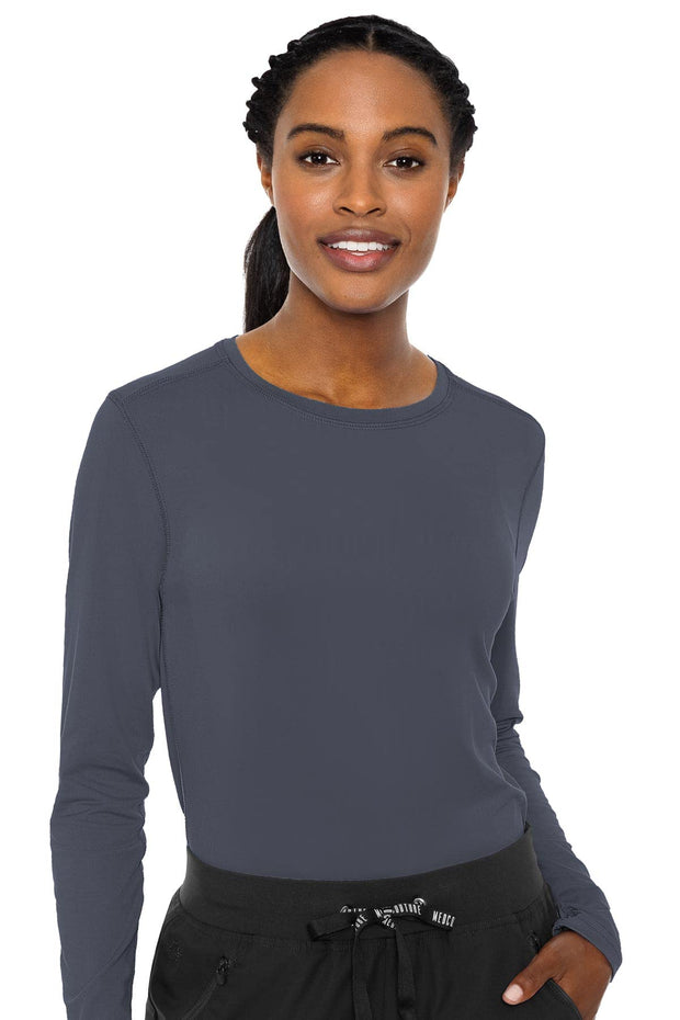 Med Couture Women's Underscrub Top Long Sleeve Performance Knit Tee, 360° Stretch, Lightweight & Ultra Soft Fabric - MC8499