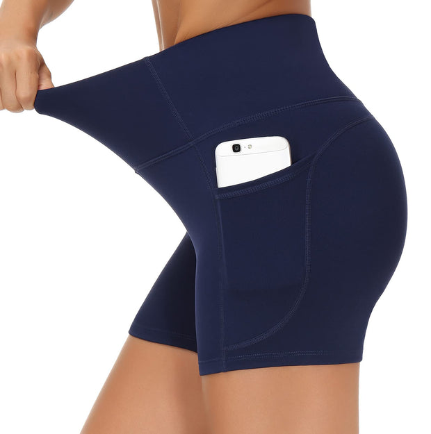 THE GYM PEOPLE Women's High Waist Workout Shorts Breathable Dolphin Split Elastic Lounge Yoga Shorts