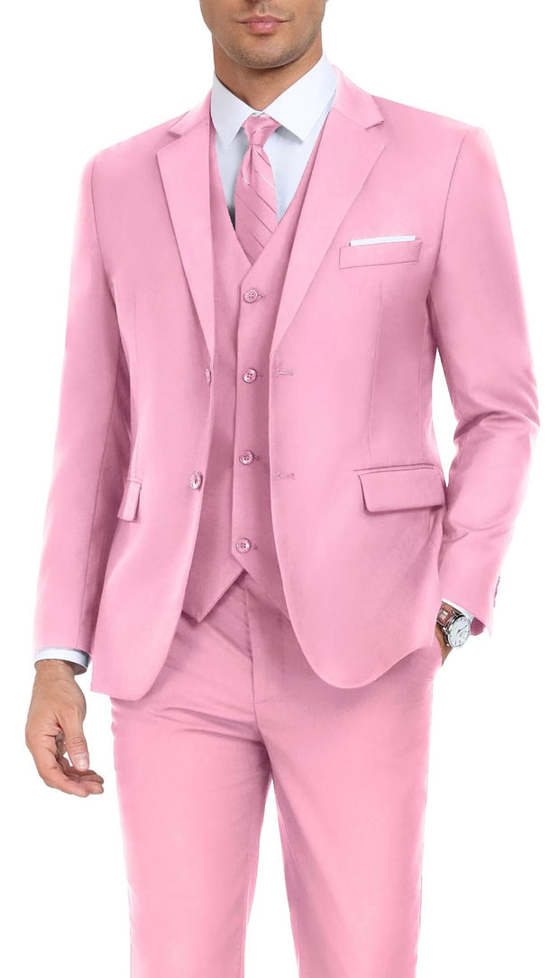 Men's Suit Slim Fit 3 Piece Wedding Dress Tux Suit Set Two Buttons Business Suits Blazer Jacket Vest Pants with Tie
