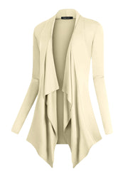 Urban CoCo Women's Drape Front Open Cardigan Long Sleeve Irregular Hem