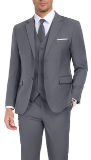 Men's Suit Slim Fit 3 Piece Wedding Dress Tux Suit Set Two Buttons Business Suits Blazer Jacket Vest Pants with Tie