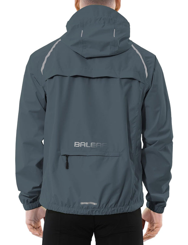 baleaf Men's Rain Jacket Waterproof Windbreaker Running Cycling Golf Hiking Gear Hood Lightweight Reflective Packable