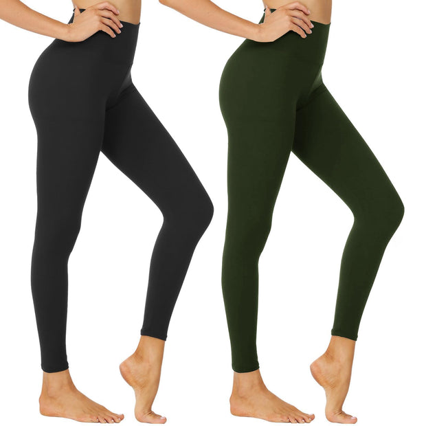 NexiEpoch High Waisted Leggings for Women - Black Tummy Control Compression Soft Yoga Pants for Workout Reg & Plus Size