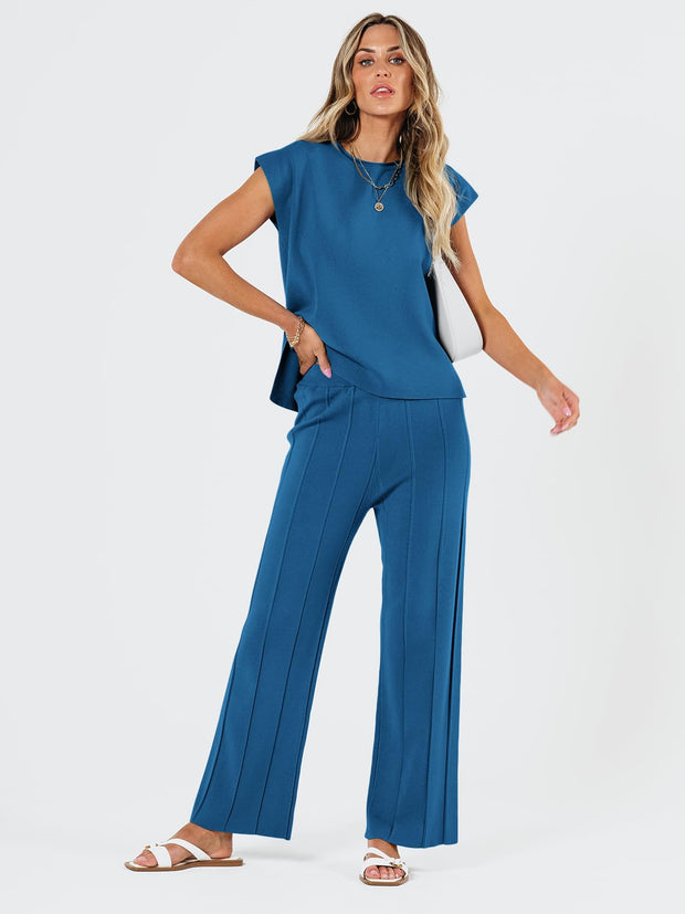 LILLUSORY 2 Piece Sets for Women Summer Vacation 2025 Lounge Outfits Matching Two Pcs Spring Knit Tracksuits Sweat Suits