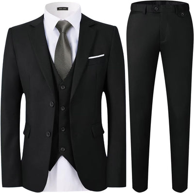 WEEN CHARM Men's Suits Slim Fit,3 Piece Suit for Men,2 Button Blazer Jacket Vest Pants with Tie,Men Tuxedo Suit Set