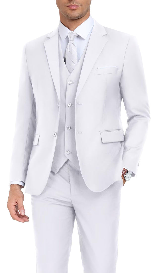 Men's Suit Slim Fit 3 Piece Wedding Dress Tux Suit Set Two Buttons Business Suits Blazer Jacket Vest Pants with Tie