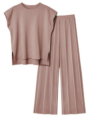 LILLUSORY 2 Piece Sets for Women Summer Vacation 2025 Lounge Outfits Matching Two Pcs Spring Knit Tracksuits Sweat Suits
