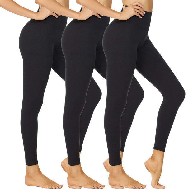 NexiEpoch High Waisted Leggings for Women - Black Tummy Control Compression Soft Yoga Pants for Workout Reg & Plus Size