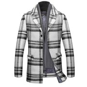 INVACHI Men's Wool Blend Pea Coat Warm Winter Trench Coat with Detachable Soft Scarf Single Breasted Overcoat
