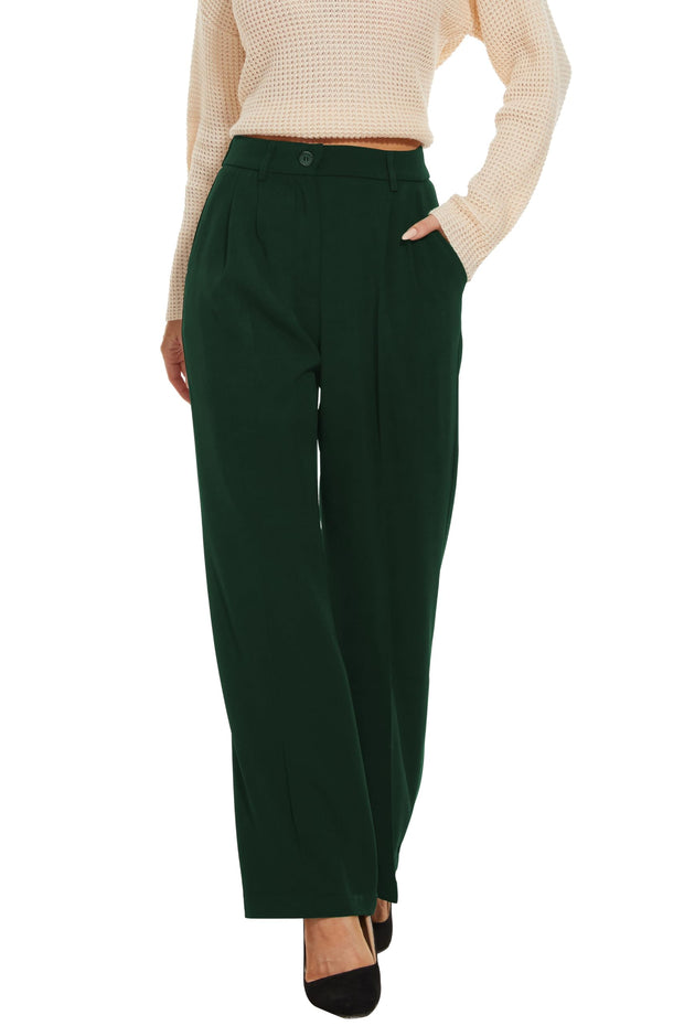 FUNYYZO Wide Leg Pants Women's High Elastic Waisted in The Back Business Work Trousers Long Straight Suit Pants