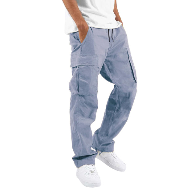 THWEI Mens Cargo Pants Casual Joggers Athletic Pants Cotton Loose Straight Sweatpants