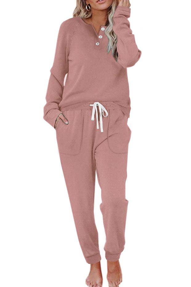 WIHOLL Two Piece Outfits for Women Lounge Sets Button Down Sweatshirt Sweatpants Sweatsuits Set with Pockets